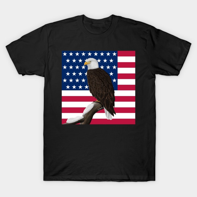 Bald Eagle Bird Illustration Stars&Stripes T-Shirt by jzbirds